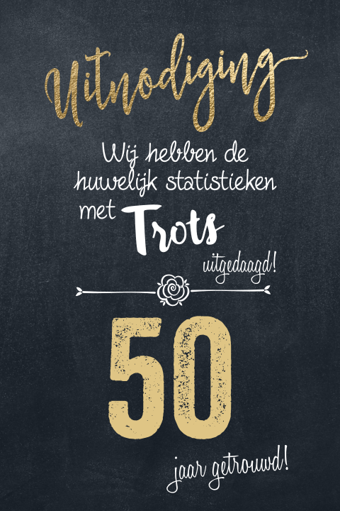 Grappige huwelijksjubileum uitnodiging typografie zwart
