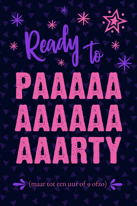 Grappige uitnodigingen Ready to Party fel roze en paars