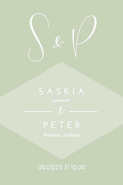 Trouwkaarten maken geometrisch groen