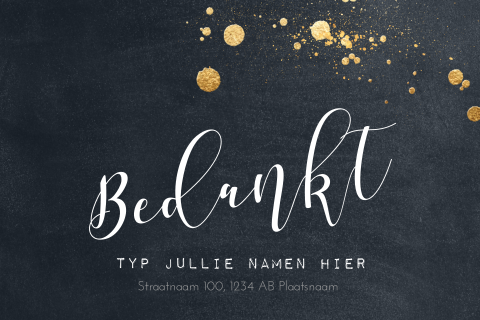 Bedankkaartje stijlvol zwart goud