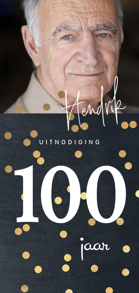 Uitnodigingen 100 jaar verjaardag met foto