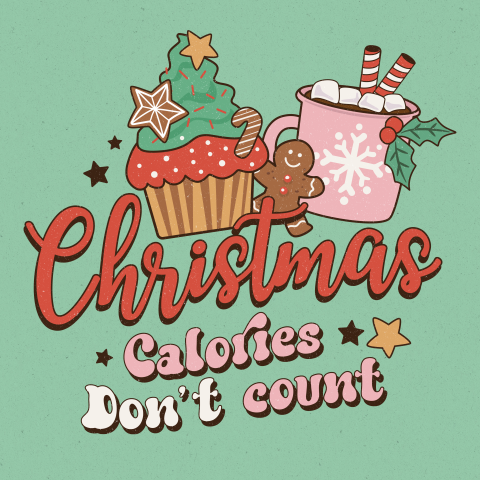 Retro kerstkaart kerstboom chocolademelk illustratie grappig