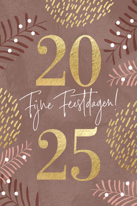 Feestdagen kerstkaart voor 2024 - 2025 roze goud