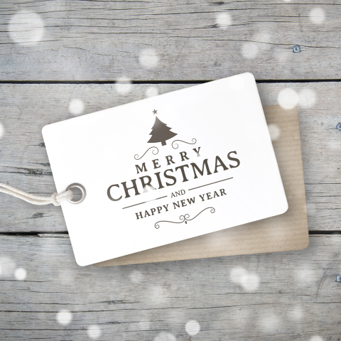 Zakelijke kerstkaart label steigerhout