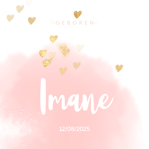 Geboortekaartje hartjes roze