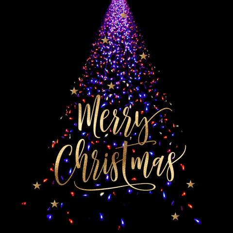 Originele kerstkaarten met paars rode kerstboom lichtjes