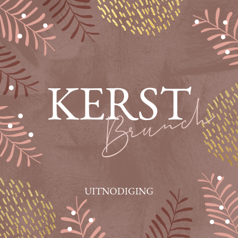 Uitnodiging kerstbrunch of kerstdiner roze botanisch