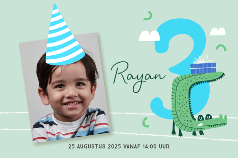 Uitnodigingen kinderfeestje maken met foto en krokodil