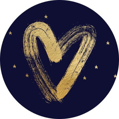 Gouden hart sluitzegel sterren blauw