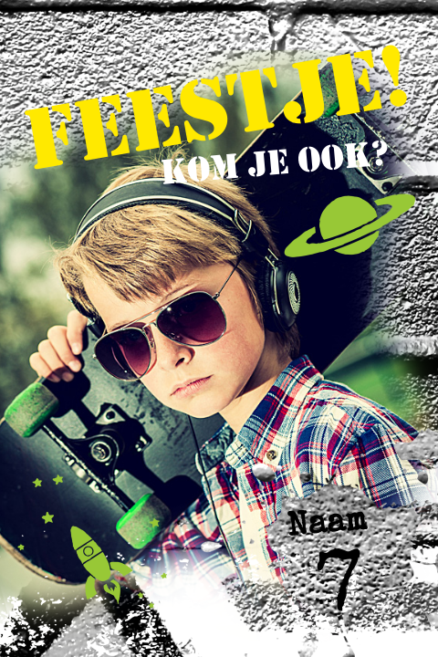 Kinderuitnodiging foto coole graffiti