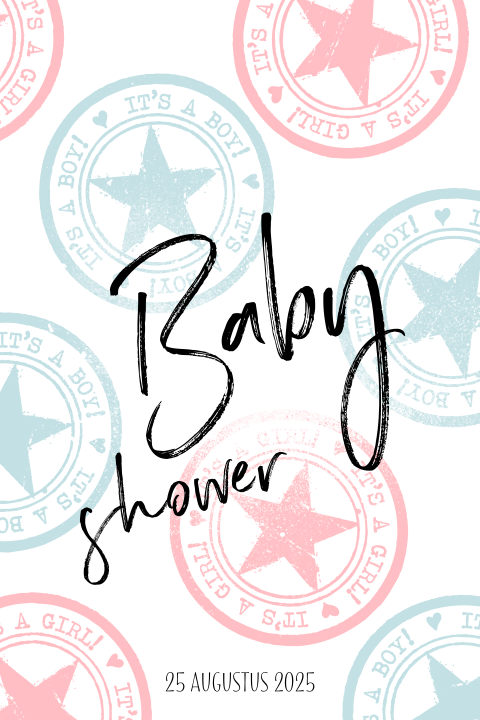 Hippe babyshower uitnodiging stempeltjes