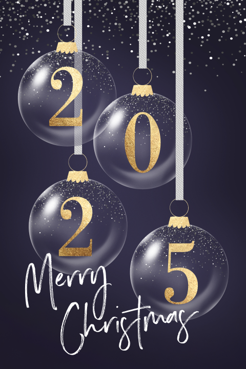 Kerstkaart kerstballen 2025