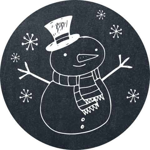 Kerst sluitzegel sticker met een sneeuwpop op krijtbord