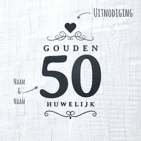 50 jaar jubileum uitnodiging modern wit