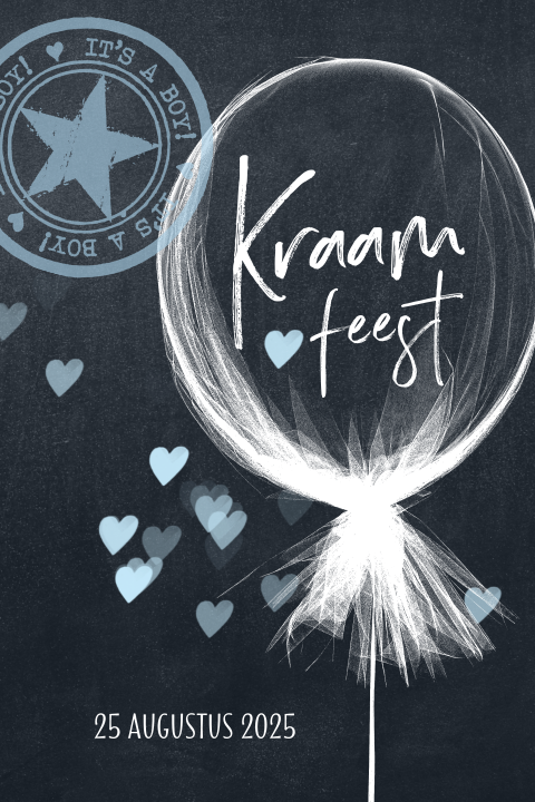 Hippe blauwe kraamfeest uitnodiging