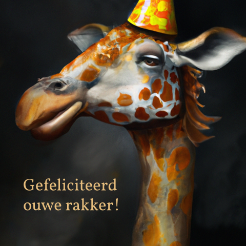 Grappige verjaardagskaart giraf kunst stijl