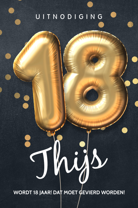 Gouden ballonnen 18 jaar verjaardag uitnodiging