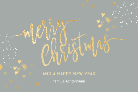 Mooie kerstkaart typografie hartjes