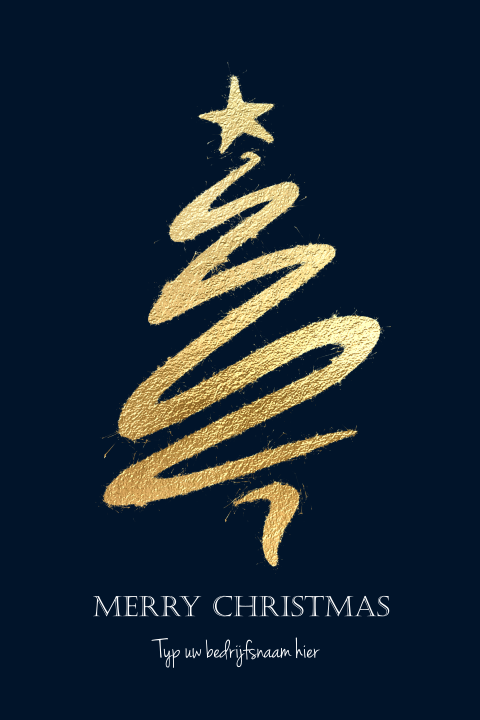 Moderne kerstkaart bedrijf goud donker blauw