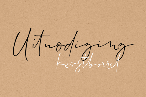 Uitnodiging kerstborrel of kerstbrunch minimalistisch kraft look