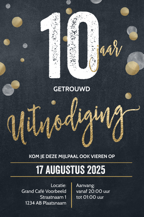 Uitnodigingskaart 10 jaar huwelijk