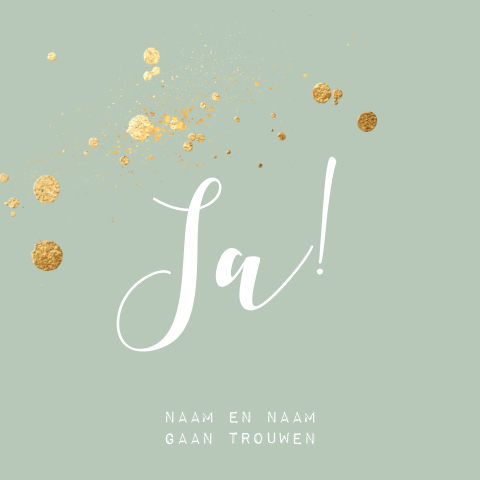 Chique trouwkaart met gouden spetters