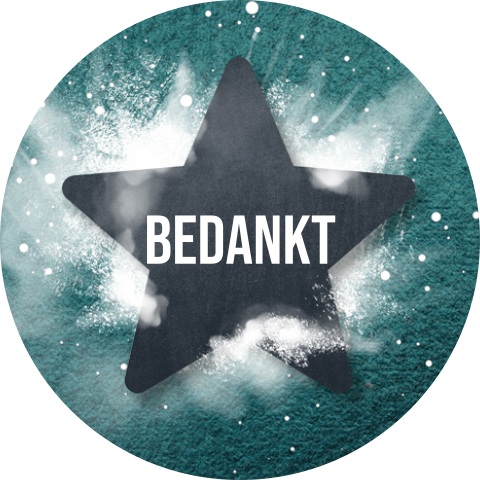 Bedankt Sluitzegel sticker voor kerstkaarten ster sneeuw