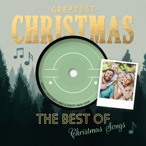 Originele kerstkaarten met foto en vintage lp