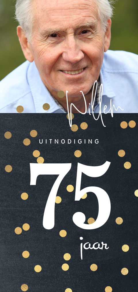 Uitnodiging 75 jaar verjaardag met foto