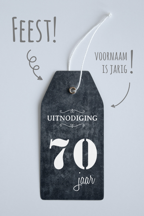 Verjaardag uitnodiging krijtbord label 70 jaar