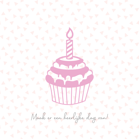 Verjaardagskaart cupcake met kaarsje