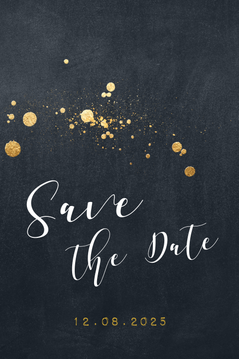 Save the Date kaartje stijlvol zwart goud