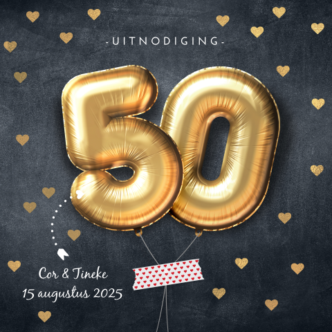 Originele 50 jarig jubileum uitnodiging goud