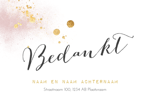 Bedankkaartje chique roze goud