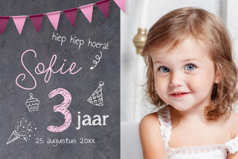 Uitnodiging kinderfeestje krijtbord