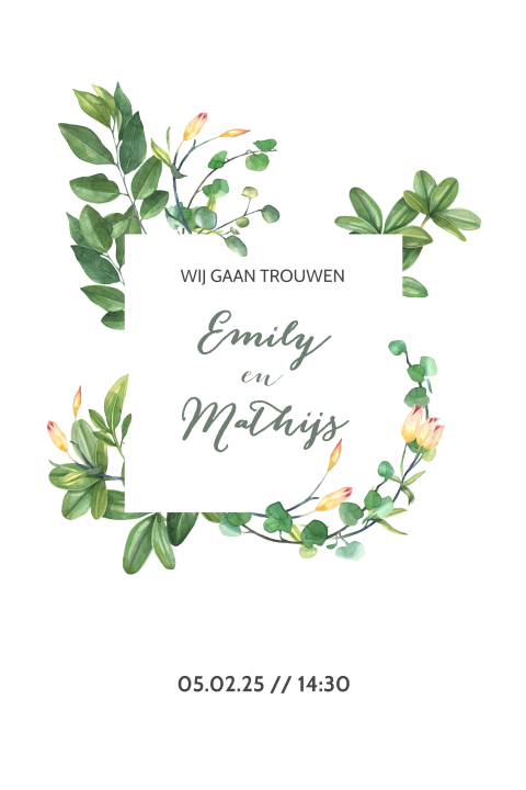 Stijlvolle trouwkaarten botanisch minimalistisch