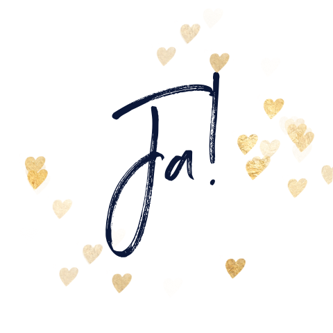 Chique sluitzegel sticker Ja gouden hartjes