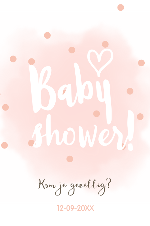 Babyshower uitnodiging roze hartjes