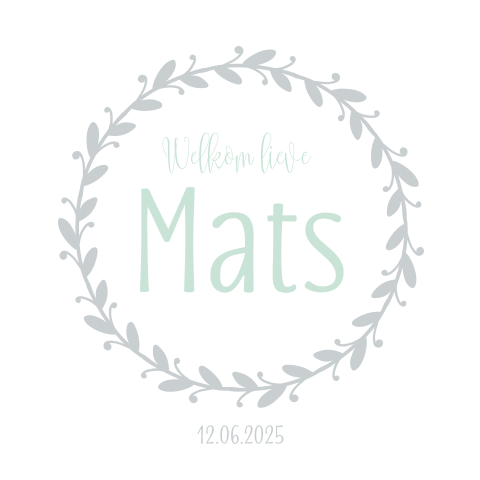 Hip design geboortekaartje wit mint krans