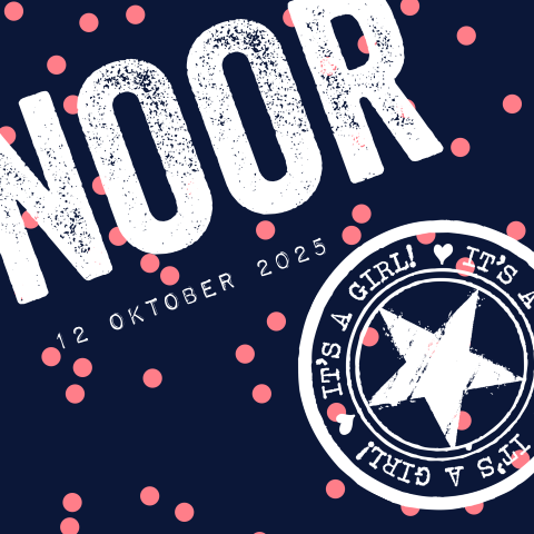 Basic geboortekaartje stoer meisje