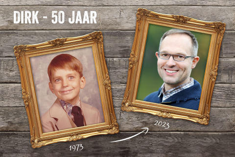 Verjaardag uitnodiging foto vroeger en foto nu