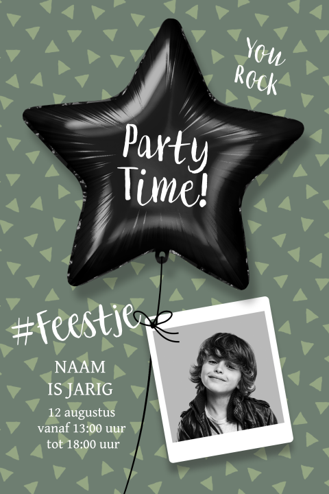 Stoere verjaardag uitnodiging party time jongens