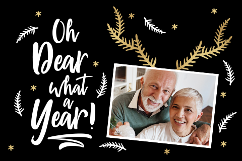 Grappige kerstkaart met foto Oh dear what a year