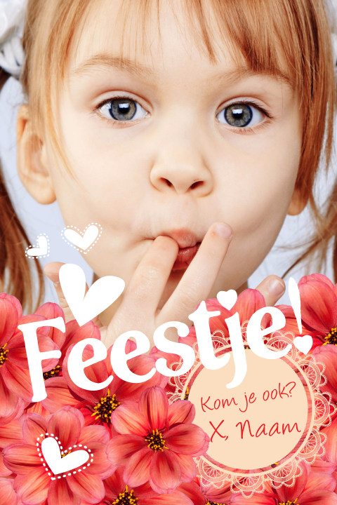 Leuke uitnodiging kinderfeestje verjaardag meisje bloemen