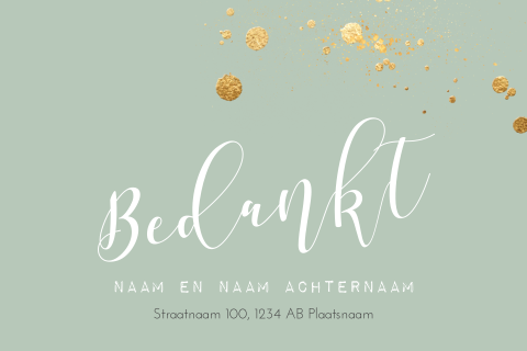 Chique bedankkaart met gouden spetters