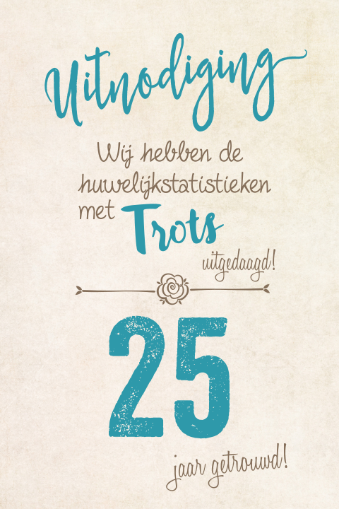 Grappige huwelijksjubileum uitnodiging typografie trots