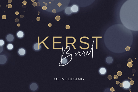 Kerstborrel uitnodiging feestelijk blauw