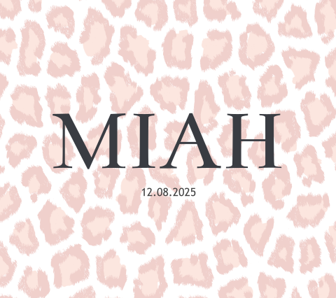 Geboortekaartje dierenprint roze Belgisch vierkant