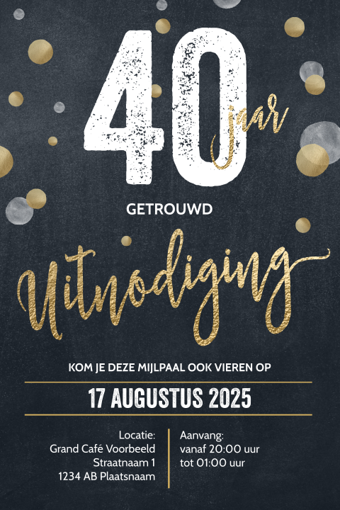 Uitnodigingskaart 40 jaar huwelijk