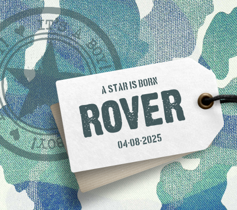 Stoer geboortekaartje jongen camouflage Belgisch vierkant